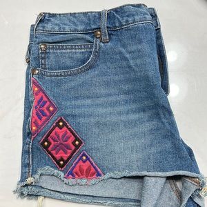 Free People Embroidered Jean Shorts